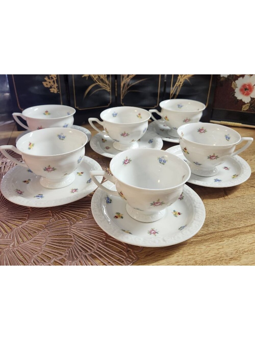 Rosenthal Bone China Tea Cups & Saucers 6 Sets Floral Maria